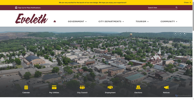 Security scan screenshot of https://eveleth.gov/