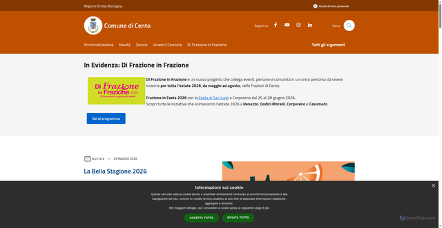 Security scan screenshot of https://www.comune.cento.fe.it