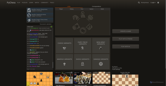 Security scan screenshot of https://www.pychess.org