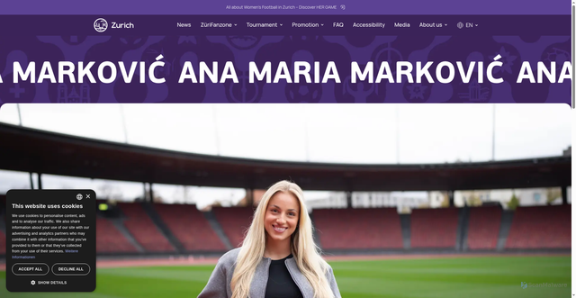 Security scan screenshot of https://frauenfussball-2025.hergame.ch/en/ana-maria-markovic
