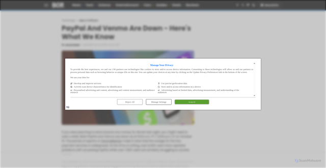 Security scan screenshot of https://www.bgr.com/1998690/paypal-venmo-down-outage-october-2025/