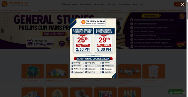 Security scan screenshot of https://vajiramandravi.com