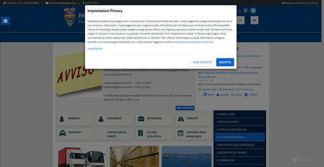 Security scan screenshot of https://www.provincia.viterbo.it/