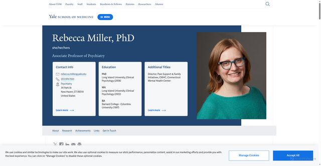 Security scan screenshot of https://medicine.yale.edu/profile/rebecca-miller/
