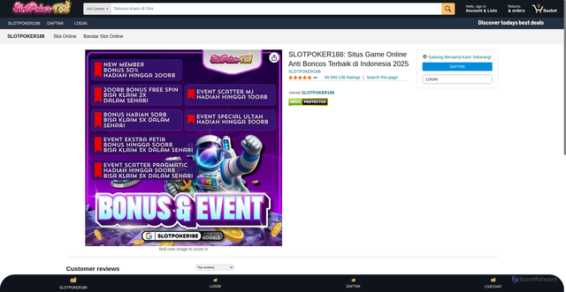 Security scan screenshot of http://daftarslotpoker188.pages.dev/