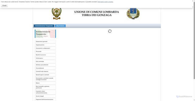 Security scan screenshot of http://trasparenza.unioneterradeigonzaga.it/