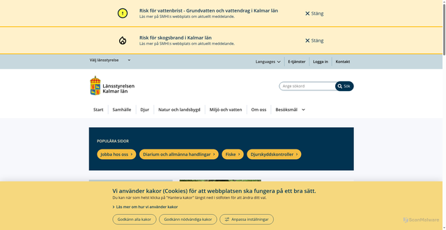 Security scan screenshot of https://www.lansstyrelsen.se/kalmar
