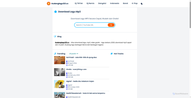 Security scan screenshot of https://gudanglagu321.cc