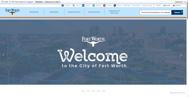 Security scan screenshot of https://www.fortworthtexas.gov/