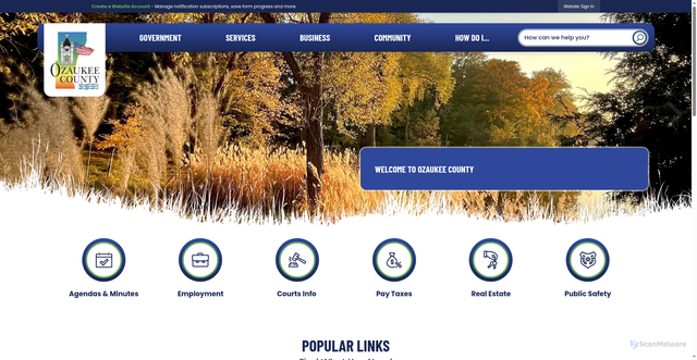 Security scan screenshot of https://ozaukeecounty.gov/