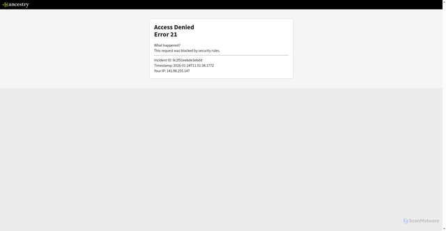 Security scan screenshot of https://www.ancestry.ca