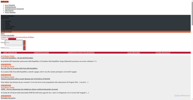 Security scan screenshot of https://www.comune.magnago.mi.it
