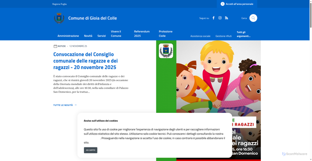 Security scan screenshot of https://www.comune.gioiadelcolle.ba.it/