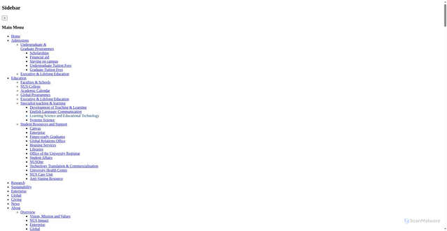 Security scan screenshot of https://www.nus.edu.sg/contact