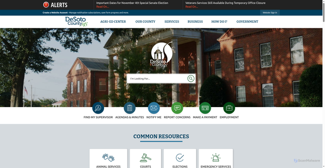 Security scan screenshot of https://desotocountyms.gov/