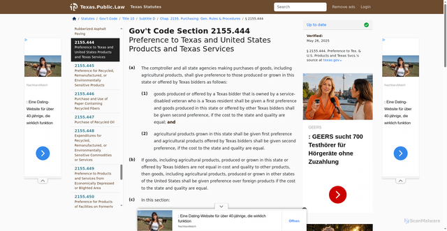 Security scan screenshot of https://texas.public.law/statutes/tex._gov't_code_section_2155.444