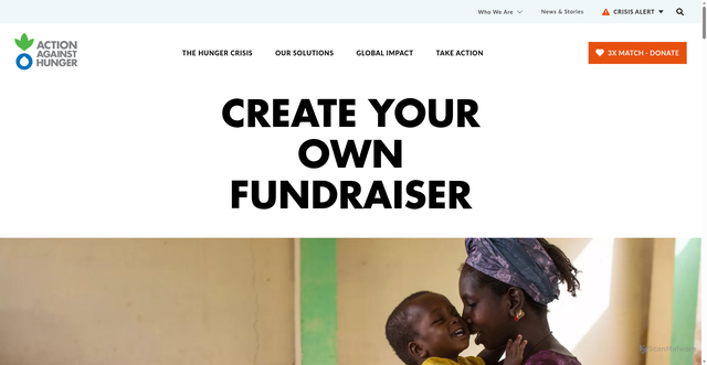 Security scan screenshot of https://www.actionagainsthunger.org/take-action/fundraise/