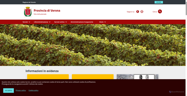 Security scan screenshot of https://web.provincia.vr.it/