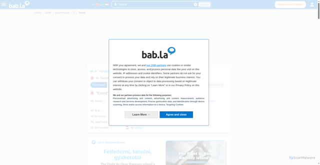 Security scan screenshot of https://hu.bab.la/sz%C3%B3t%C3%A1r/angol-magyar/found