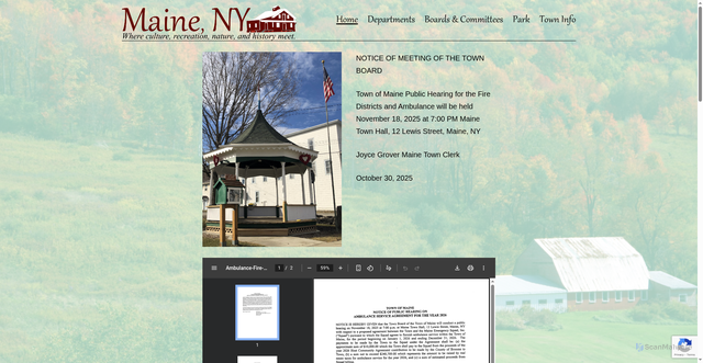Security scan screenshot of https://townofmaineny.gov/