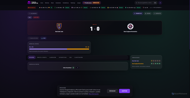 Security scan screenshot of https://www.takasportsmedia.com/partido/soccer_usa.1_761840