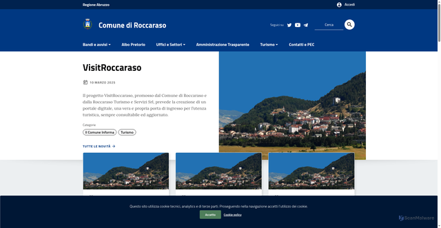 Security scan screenshot of https://www.comune.roccaraso.aq.it/