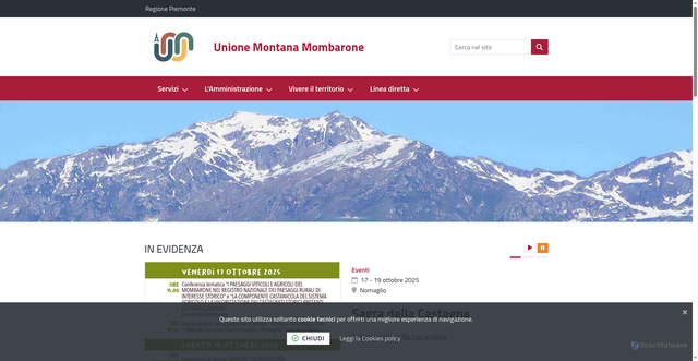 Security scan screenshot of https://www.unionemombarone.it/it-it/home