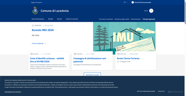 Security scan screenshot of https://www.comune.lacedonia.av.it