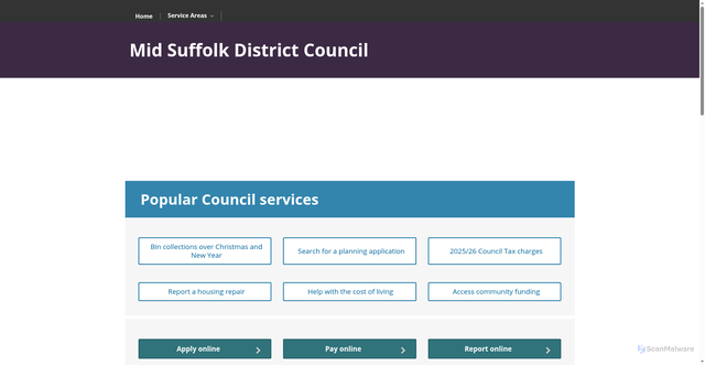Security scan screenshot of https://www.midsuffolk.gov.uk:443/