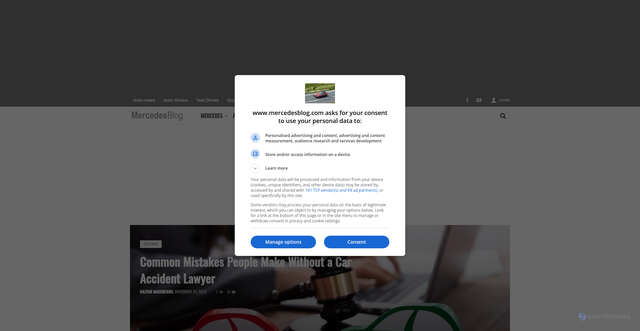 Security scan screenshot of https://mercedesblog.com/common-mistakes-people-make-without-a-car-accident-lawyer/