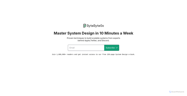 Security scan screenshot of https://newsletter.bytebytego.com/subscribe