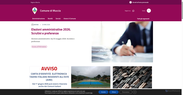 Security scan screenshot of https://www.comune.muccia.mc.it