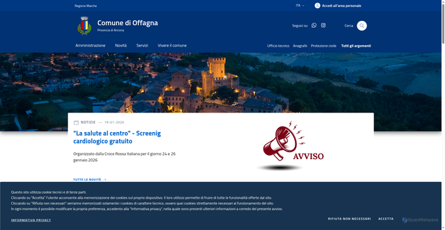 Security scan screenshot of https://www.comune.offagna.an.it/