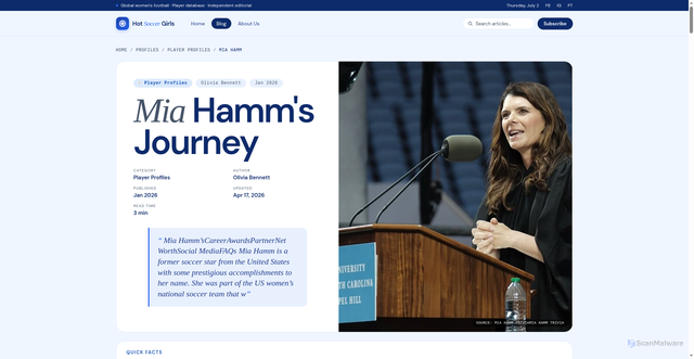 Security scan screenshot of https://www.hotsoccergirls.com/mia-hamm/