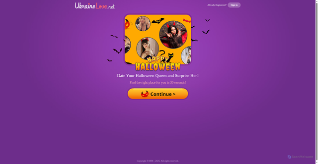 Security scan screenshot of https://www.ukrainelove.net/qa/register04.php?aid=2760&oid=CP287341&qpid_offer_id=ULN_802315TKKSO&qpid_subid=xferryx1