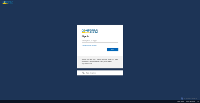 Security scan screenshot of https://conterraultrabroadband.sharepoint.com