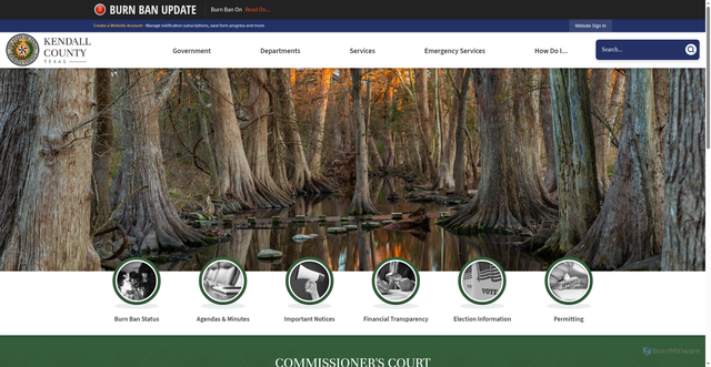 Security scan screenshot of https://kendallcountytx.gov/