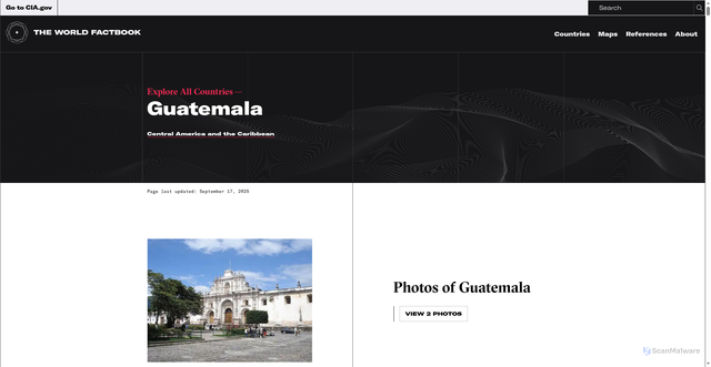 Security scan screenshot of https://www.cia.gov/the-world-factbook/countries/guatemala/