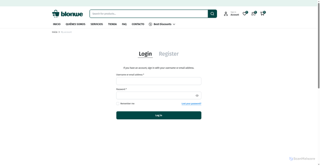 Security scan screenshot of https://chamoremolques.com/my-account/