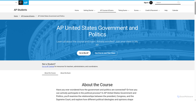 Security scan screenshot of https://apstudents.collegeboard.org/courses/ap-united-states-government-and-politics