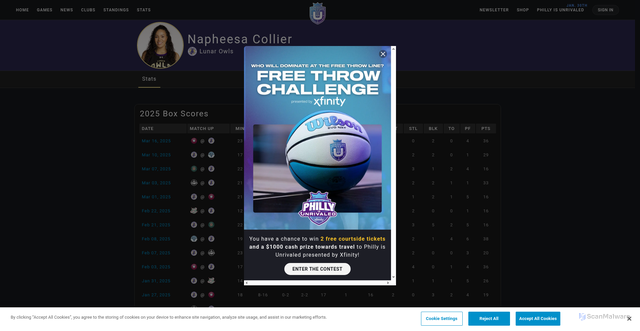 Security scan screenshot of https://www.unrivaled.basketball/player/napheesa-collier-bcggk95vccg5