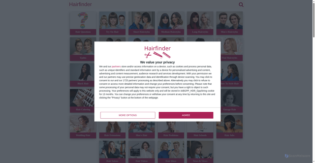 Security scan screenshot of https://www.hairfinder.com/