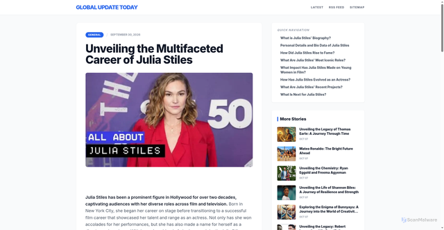 Security scan screenshot of https://ghostwriter.resonym.com/unveiling-the-multifaceted-career-of-julia-stiles.html