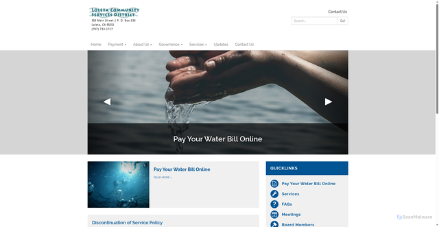 Security scan screenshot of https://www.loletacommunityservicesdistrict.gov/