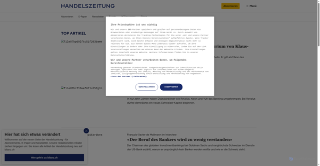 Security scan screenshot of https://handelszeitung.ch