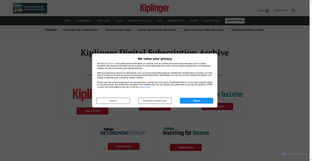 Security scan screenshot of https://my.kiplinger.com