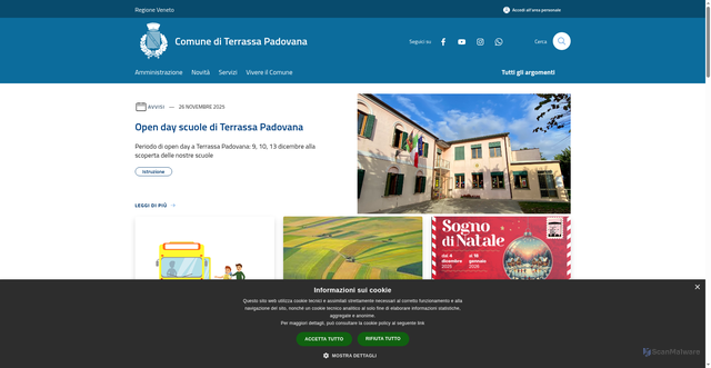 Security scan screenshot of https://www.comune.terrassa.pd.it/it