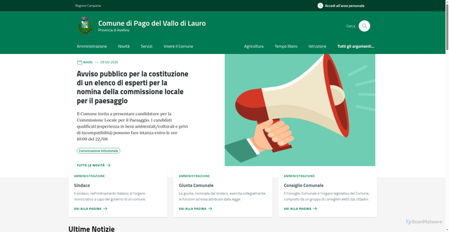 Security scan screenshot of https://www.comune.pagodelvallodilauro.av.it