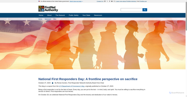 Security scan screenshot of https://firstnet.gov/newsroom/blog/national-first-responders-day-frontline-perspective-sacrifice