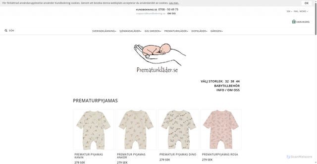 Security scan screenshot of https://prematurklader.se